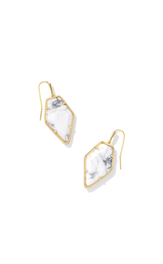 Framed Tessa Gold White Howlite Earrings