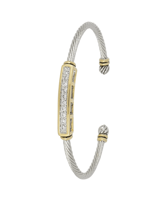 Celebration Petite Pavé Bar Wire Cuff Bracelet B5239 - AF00 - She Chester