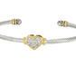 Celebration Petite Pavé Heart Wire Cuff Bracelet B5241 - AF00 - She Chester