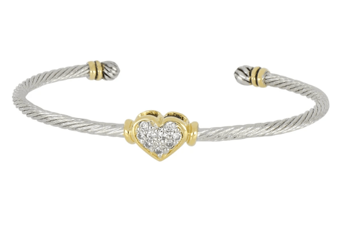 Celebration Petite Pavé Heart Wire Cuff Bracelet B5241 - AF00 - She Chester