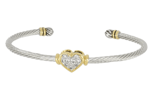 Celebration Petite Pavé Heart Wire Cuff Bracelet B5241 - AF00 - She Chester