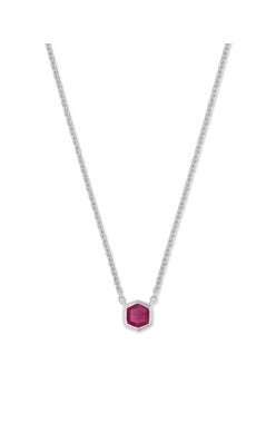 DAVIE PENDANT NECKLACE STERLING SILVER PINK RUBY