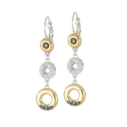 CICLO D'AMOR LARGE PAVÉ & GOLD TRIPLE DROP DANGLE EARRINGS - She Chester