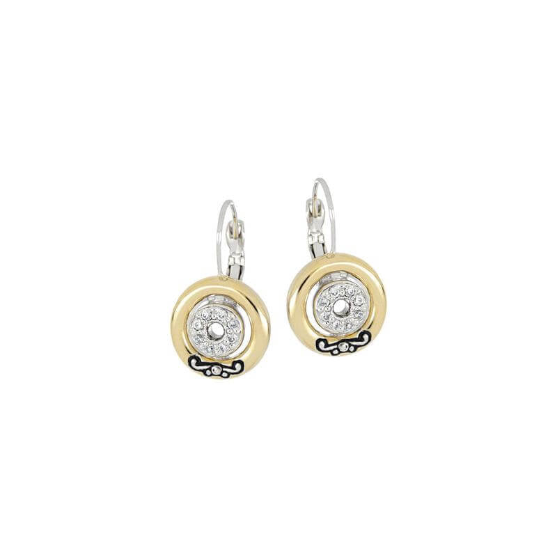 CICLO D'AMOR PAVÉ & GOLD INSET FRENCH WIRE EARRINGS - She Chester