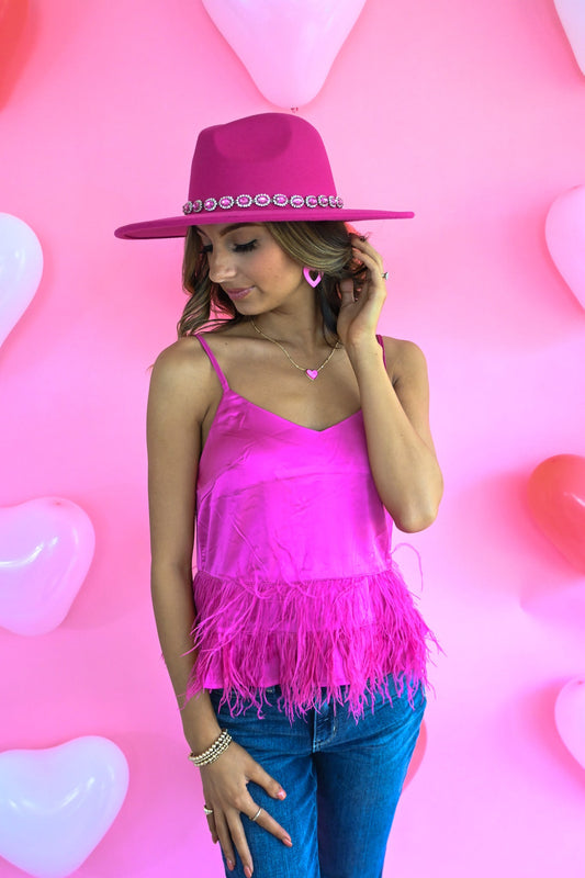 Cloe Hot Pink Feather Tank - She Chester