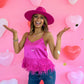 Cloe Hot Pink Feather Tank - She Chester