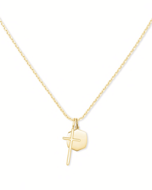 Cross Charm Necklace 18k Gold Vermeil - She Chester