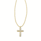 Cross Crystal Pendant Necklace Gold White Crystal - She Chester