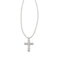 Cross Crystal Pendant Necklace Rhodium White Crystal - She Chester