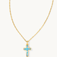 Cross Pendant Necklace Gold Periwinkle Opal - She Chester