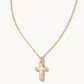 Cross Pendant Necklace Gold White Opal - She Chester