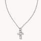 Cross Pendant Necklace Rhodium Metal - She Chester