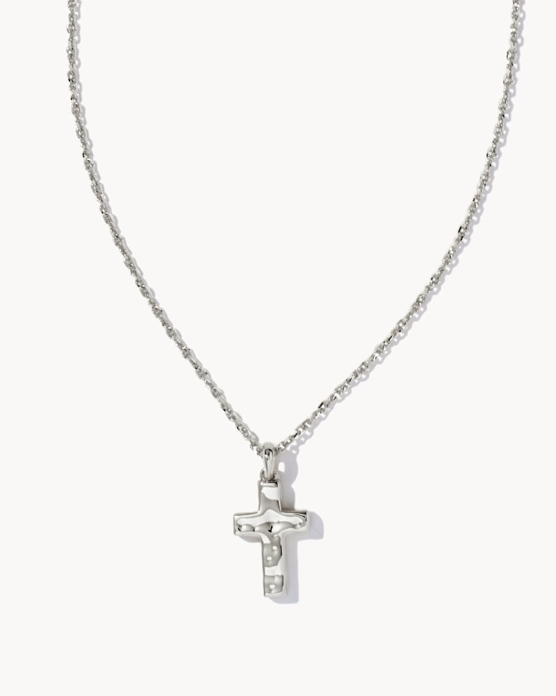 Cross Pendant Necklace Rhodium Metal - She Chester