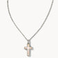 Cross Pendant Necklace Rhodium White Opal - She Chester