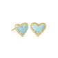 Ari Heart Stud Earring Gold Lt Blue Magnesite