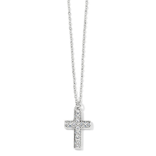 Sil/Stn Diamond Cross Necklace - JN1552