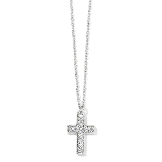 Sil/Stn Diamond Cross Necklace - JN1552