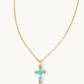 Cross Pendant Necklace Gold Periwinkle Opal