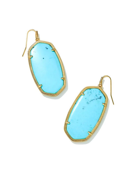 Danielle Earrings Gold Lt Blue Magnesite - She Chester
