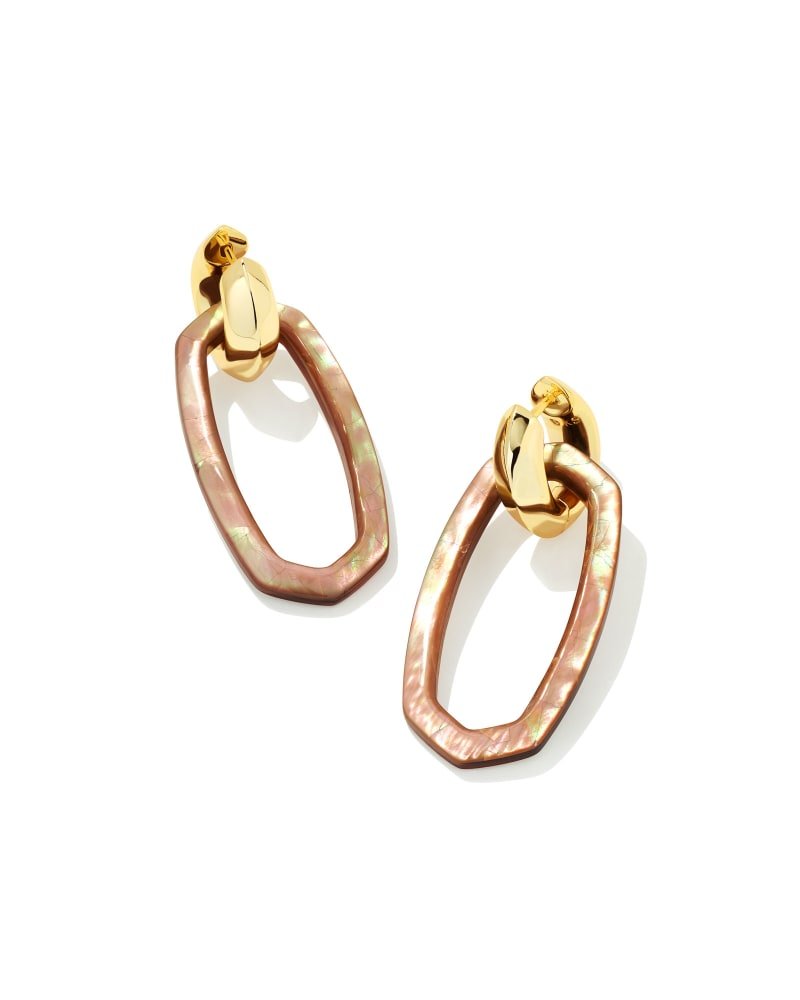 DANIELLE LINK EARRINGS GOLD BROWN MOTHER OF PEARL - She Chester