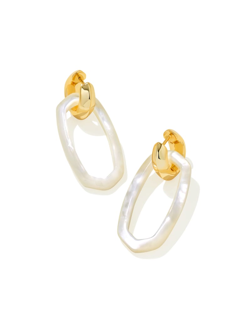 DANIELLE LINK EARRINGS GOLD IVORY MOTHER OF PEARL - She Chester