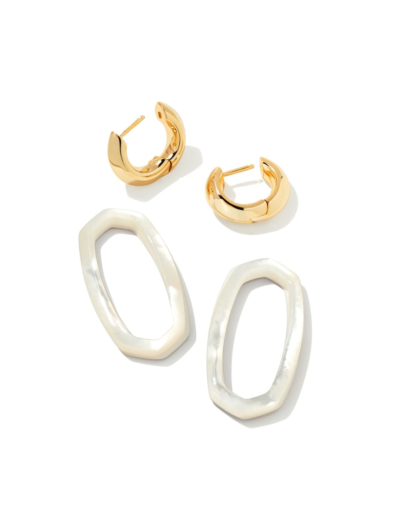 DANIELLE LINK EARRINGS GOLD IVORY MOTHER OF PEARL - She Chester