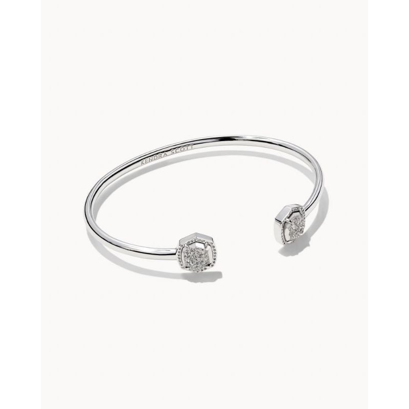 Davie Cuff Bracelet Rhodium Platinum Drusy - She Chester