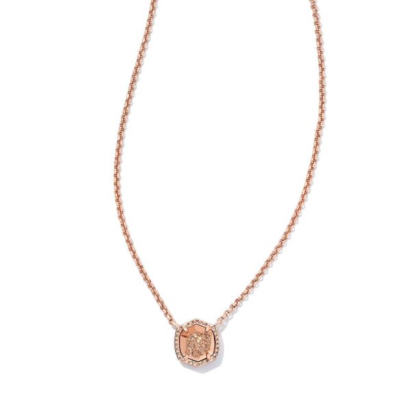 Davie Necklace RSG Rose Gold Drusy - She Chester