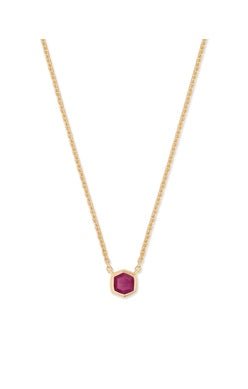DAVIE PENDANT NECKLACE 18K GOLD VERMEIL PINK RUBY - She Chester