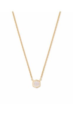 DAVIE PENDANT NECKLACE 18K GOLD VERMEIL RAINBOW MOONSTONE - She Chester