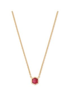 DAVIE PENDANT NECKLACE 18K GOLD VERMEIL RED GARNET - She Chester