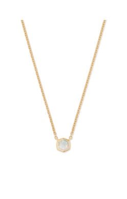 DAVIE PENDANT NECKLACE 18K GOLD VERMEIL WHITE OPAL - She Chester
