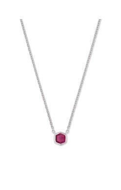 DAVIE PENDANT NECKLACE STERLING SILVER PINK RUBY - She Chester