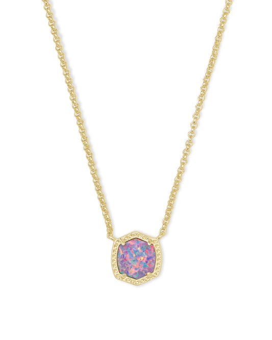 Davie Short Pendant Necklace Gld/Lavendar Opal - She Chester