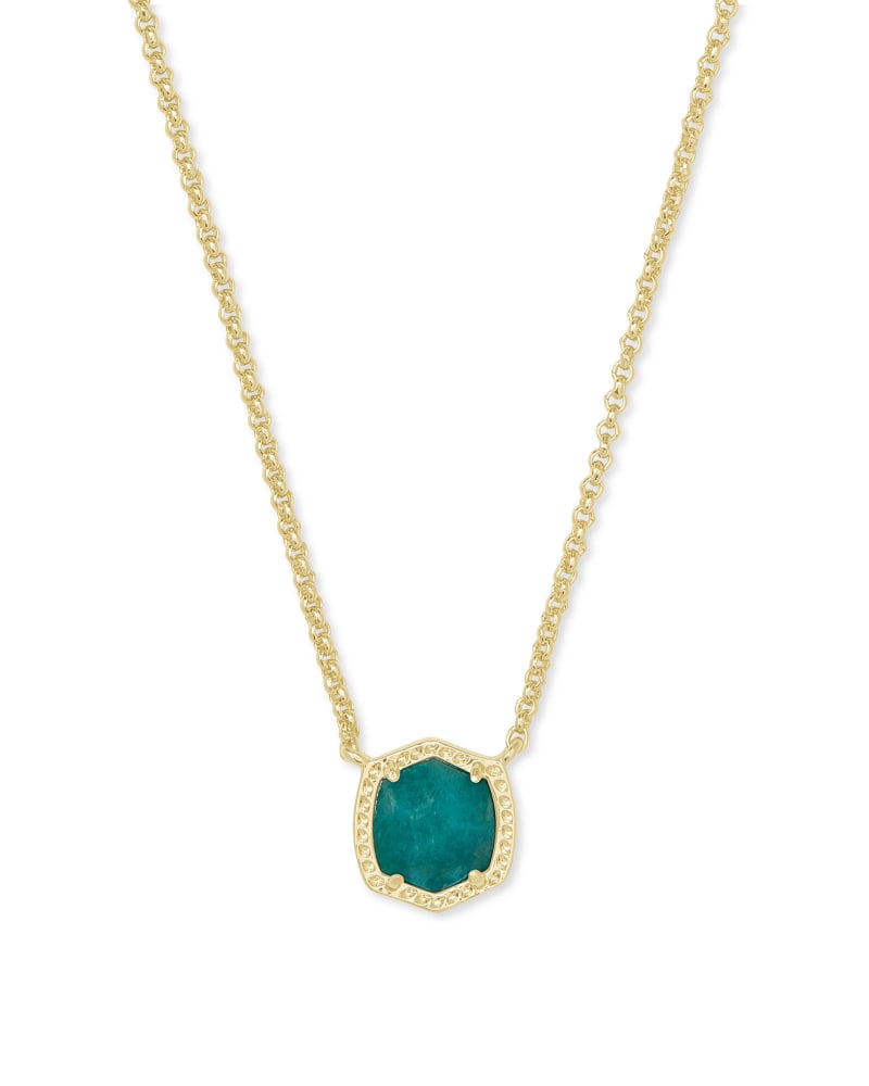 Davie Short Pendant Necklace Gold/Dark Teal - She Chester
