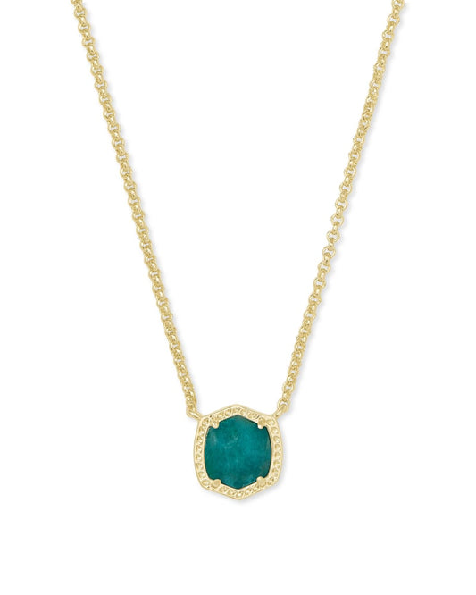 Davie Short Pendant Necklace Gold/Dark Teal - She Chester
