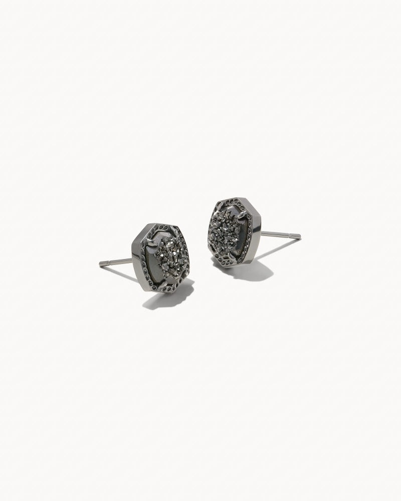 Davie Stud Earrings Gunmetal Black Drusy - She Chester