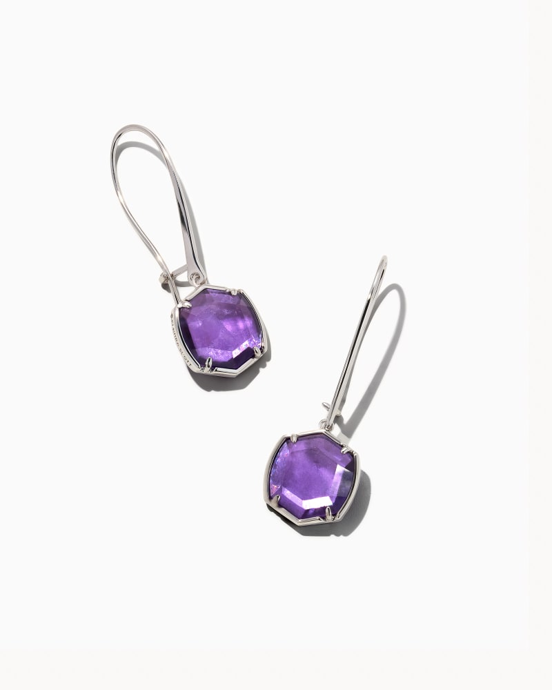 Davis Drop Earrings Rhodium Purple Mica - She Chester