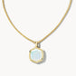 Davis Long Pendant Necklace Gold Iridescent Opalite - She Chester