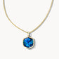 Davis Long Pendant Necklace Gold Navy Abalone - She Chester