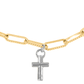 Diamante Cross Charm Gold Necklace N5556 - G003 - She Chester