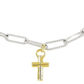 Diamante Cross Charm Silver Necklace N5556 - R003 - She Chester