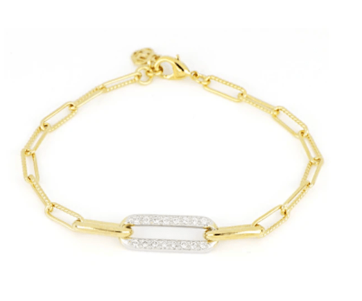 Diamante Large Pavé Link Bracelet Gold - She Chester