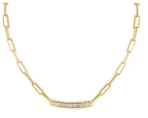 Diamante Necklace Link Pavé Bar N5333 - GF03 - She Chester