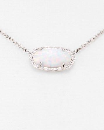 Elisa Necklace Rhodium White Opal