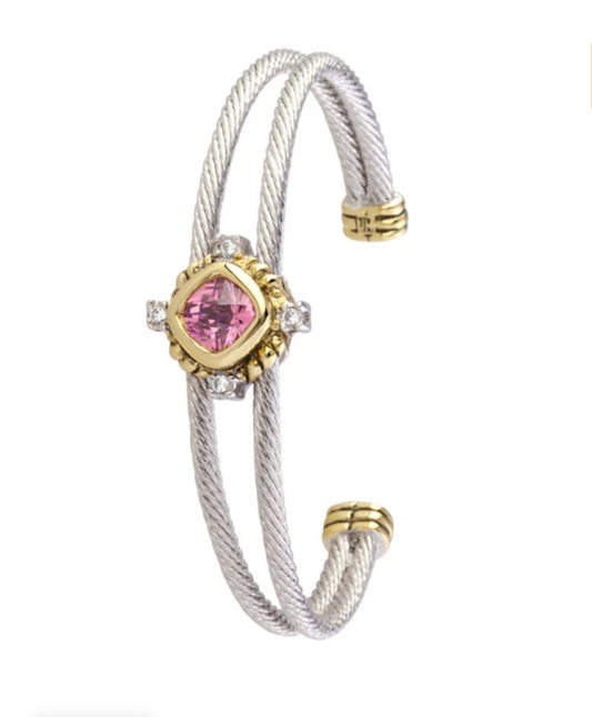 Nouveau Simplicity Square Pink Double Wire Bracelet B3883-AHF0