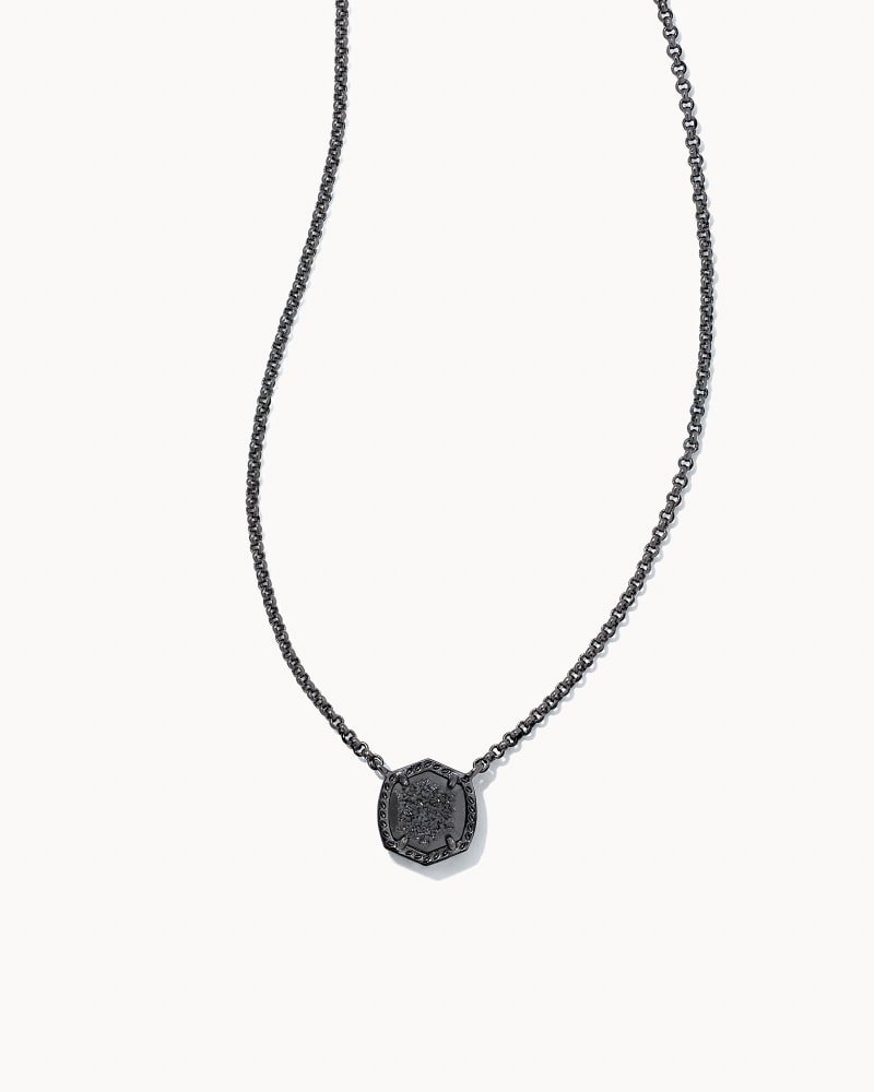 Davie Necklace Gunmetal Black Drusy