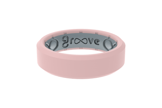 Edge Thin Rose Quartz Groove Ring - She Chester