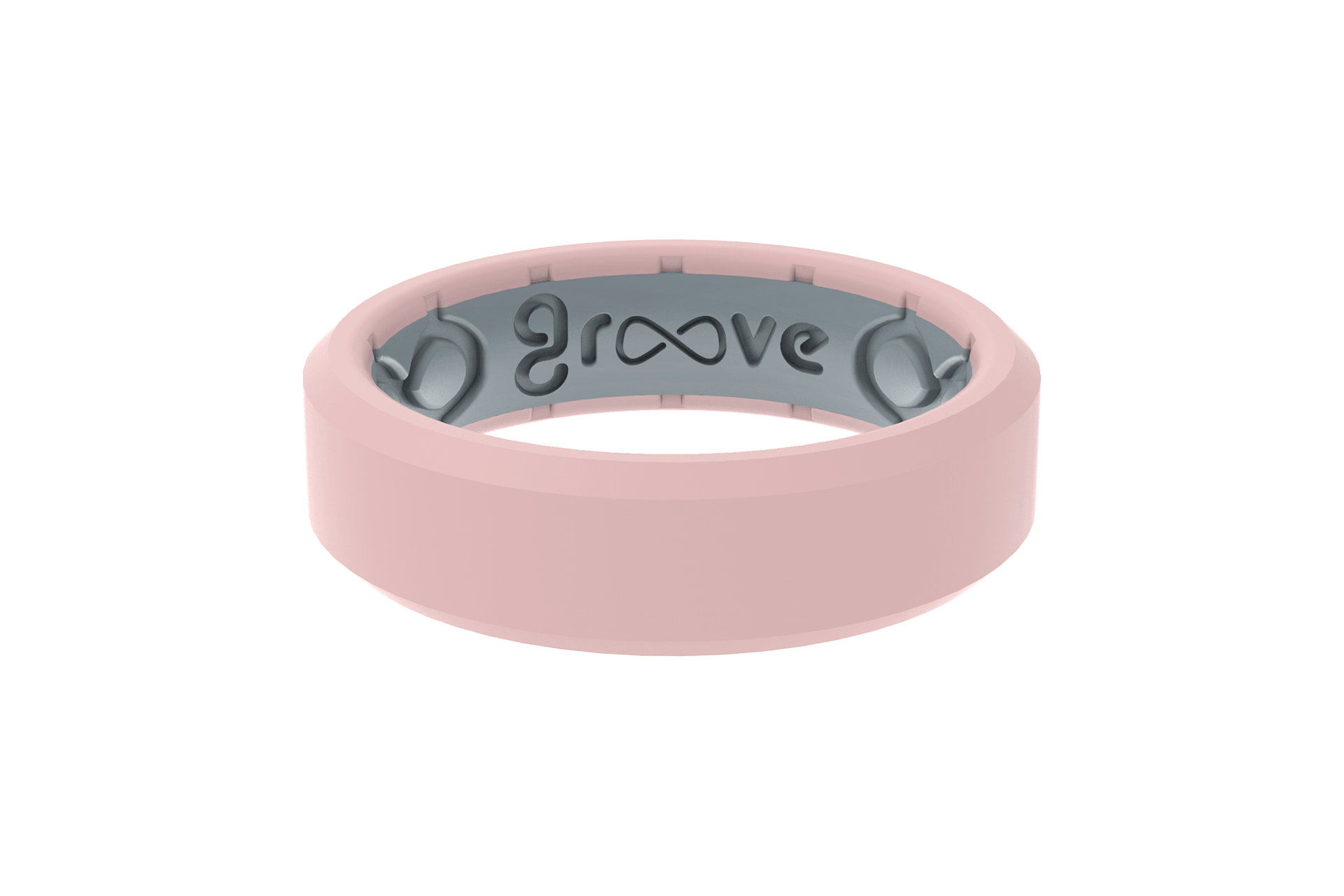Edge Thin Rose Quartz Groove Ring - She Chester