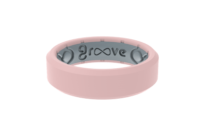 Edge Thin Rose Quartz Groove Ring - She Chester